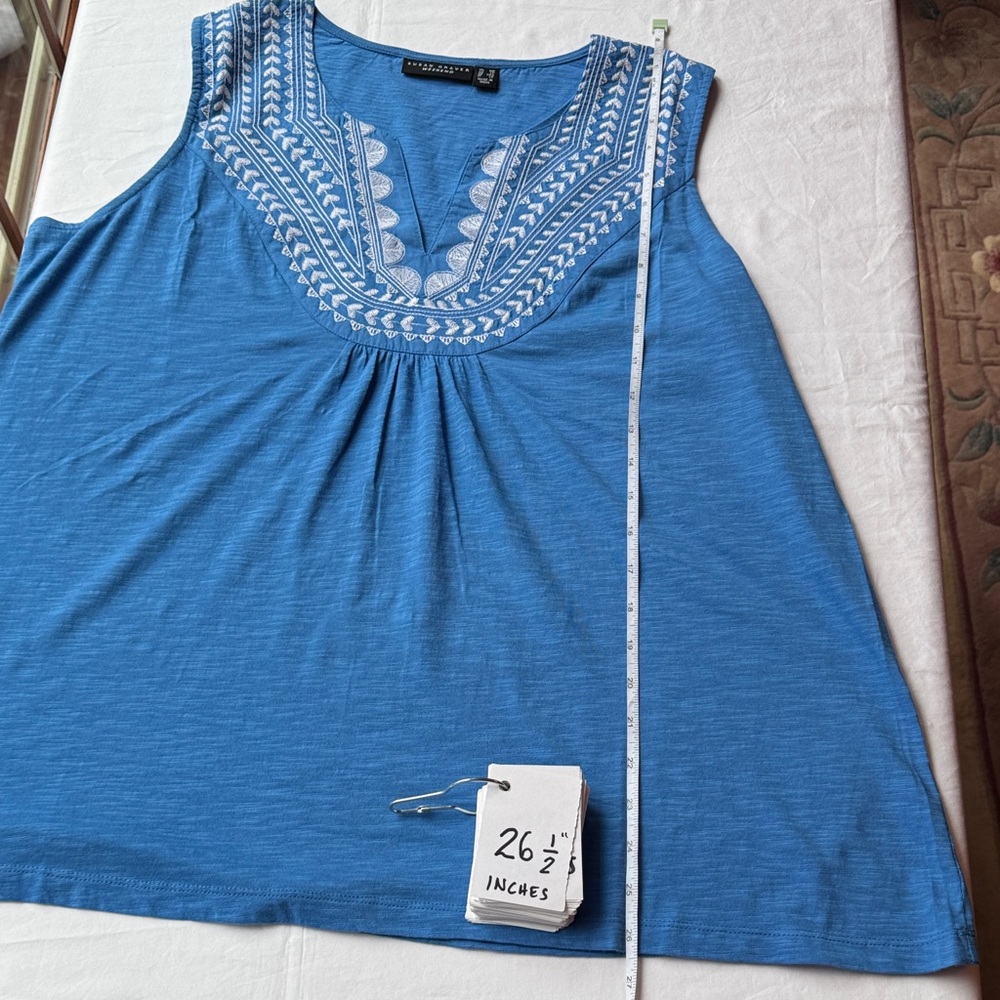 Brand New Susan Graver Sky Blue Embroidered Tank Top - Picture 11 of 13